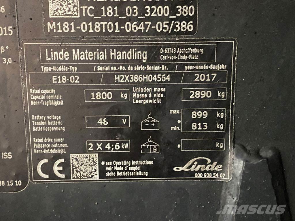 Linde E18-02 Elmotviktstruckar