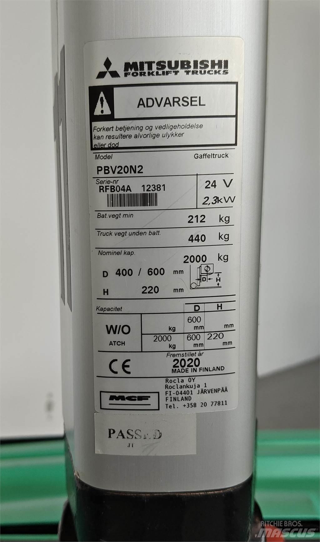 Mitsubishi PBV20N2 Övriga motviktstruckar