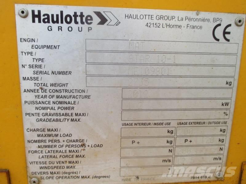 Haulotte Star 10 Personhissar och andra hissar