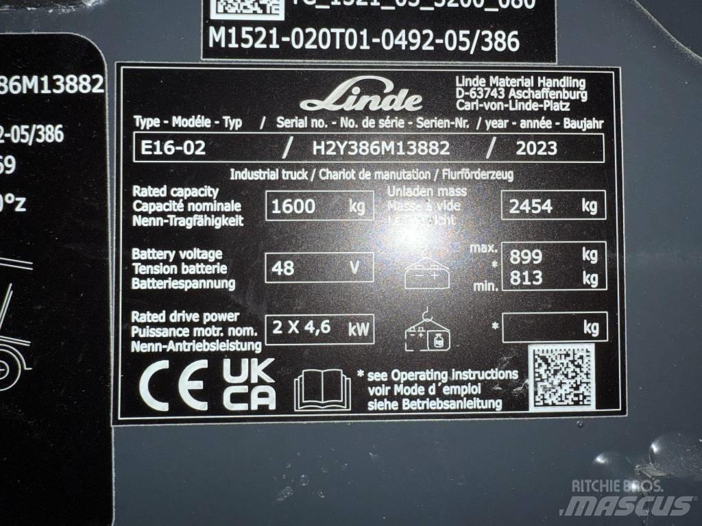 Linde E16/386-02 Elmotviktstruckar