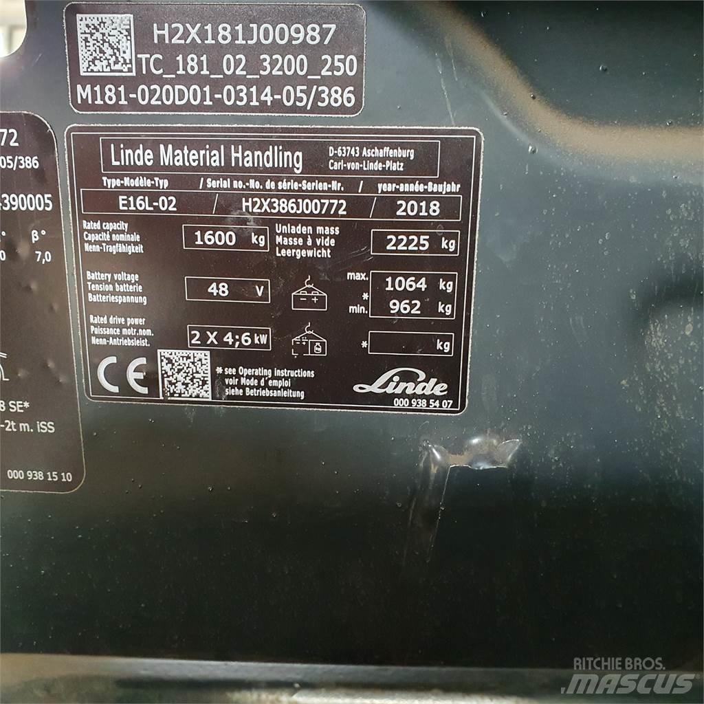 Linde E16L Elmotviktstruckar