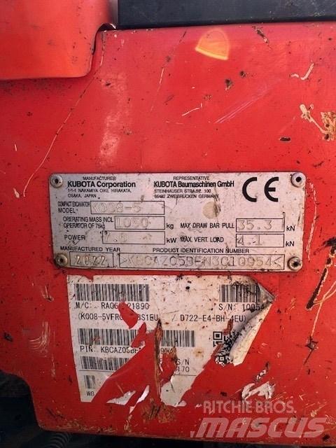 Kubota K 008-5 Minigrävare < 7t