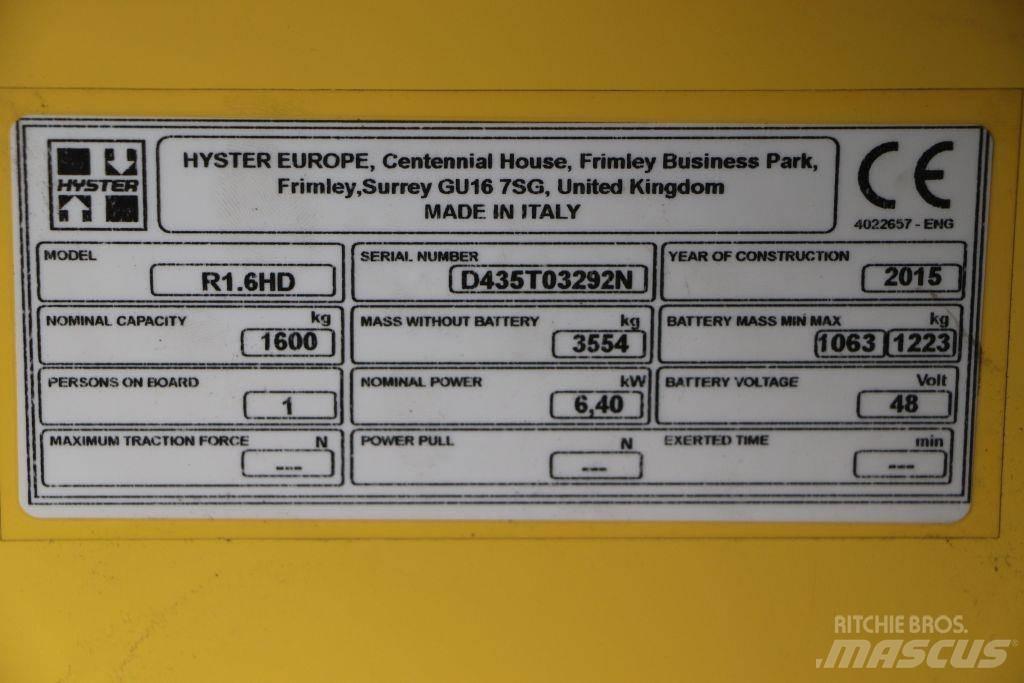 Hyster R 1.6 Elmotviktstruckar