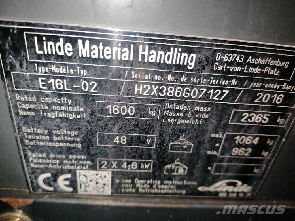 Linde E16L-02 Elmotviktstruckar