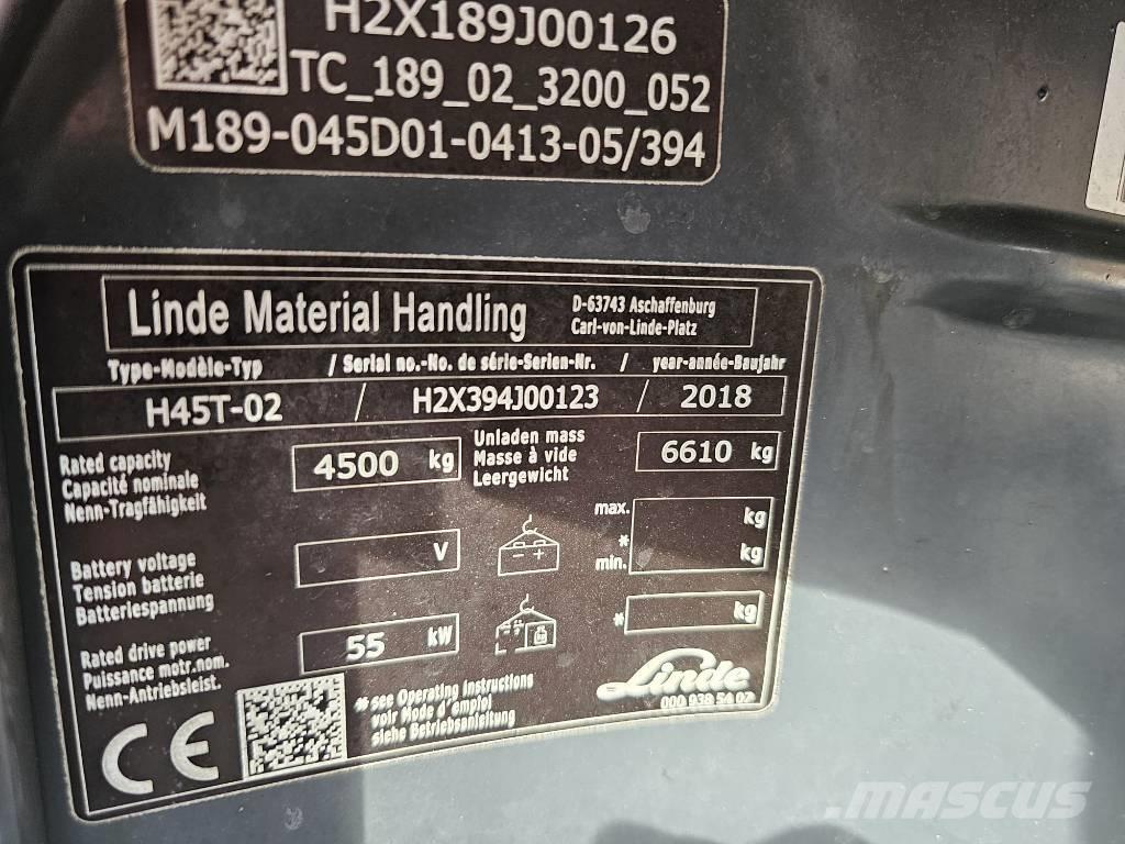 Linde H45T-02 Gasolmotviktstruckar