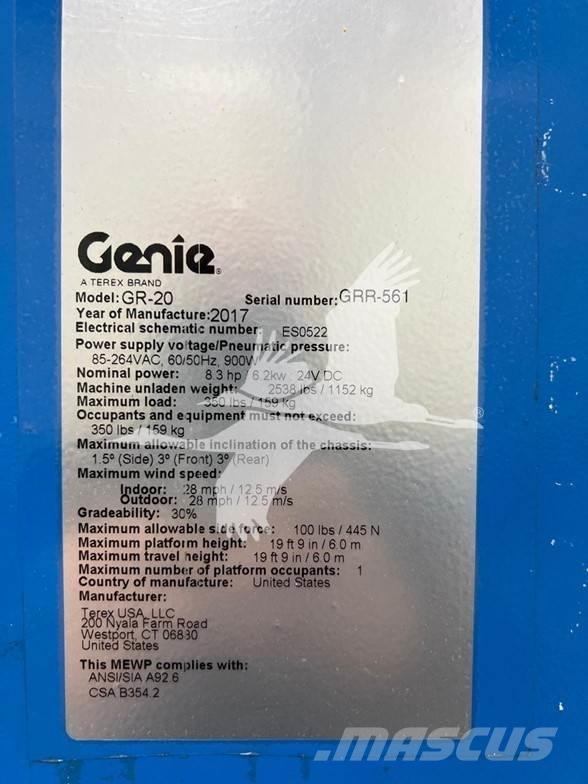 Genie GR20 Personhissar och andra hissar