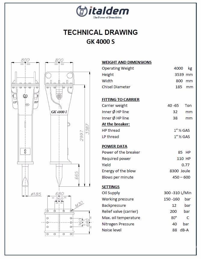 Italdem Gk4000S Hydraulhammare