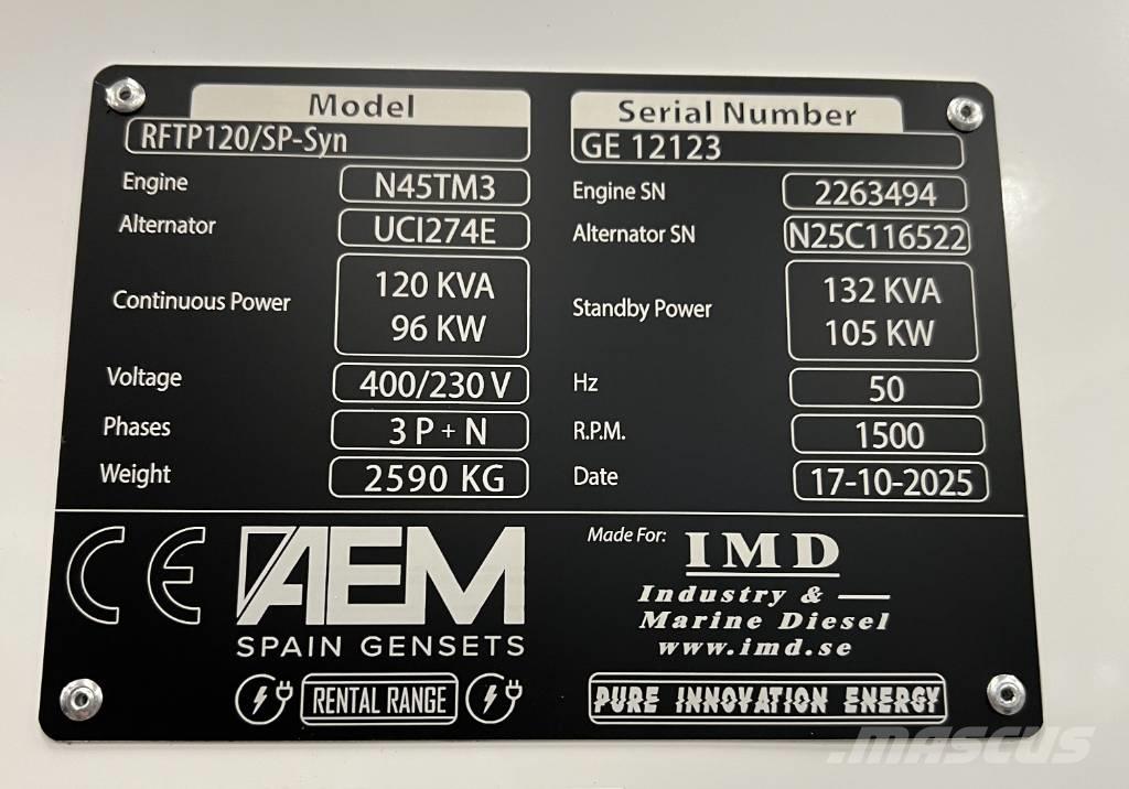  AEM RFTP120/SP-Syn Dieselgeneratorer