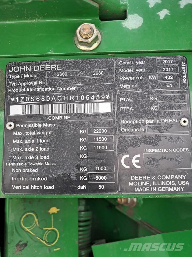 John Deere S 680 i Skördetröskor