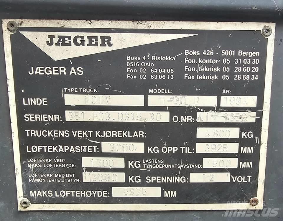 Linde H 30 D Dieselmotviktstruckar