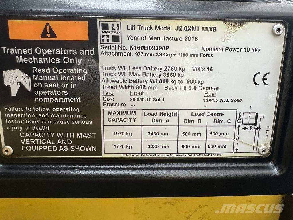 Hyster J 2.0 XNT Elmotviktstruckar