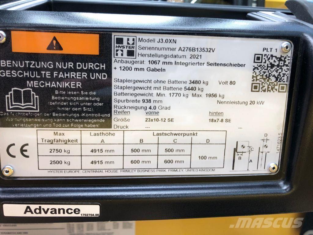 Hyster J 3.0 XN Elmotviktstruckar