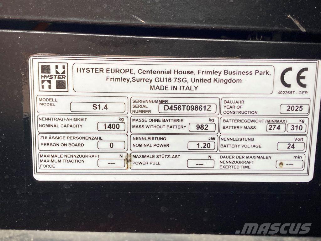 Hyster S 1.4 Staplare-led