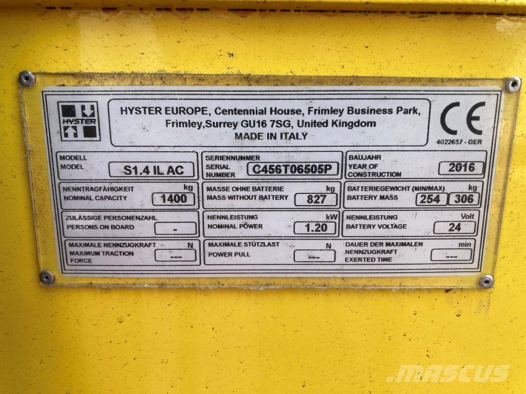 Hyster S 1.4 IL Staplare-led