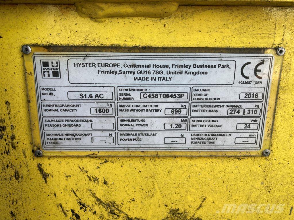 Hyster S 1.6 AC Staplare-led