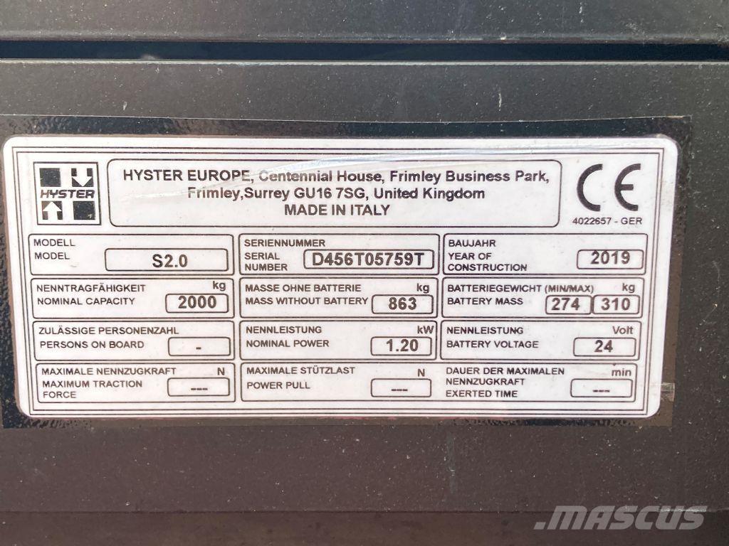 Hyster S 2.0 Staplare-led