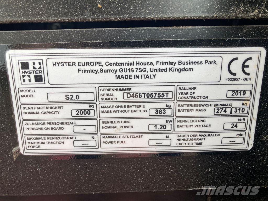 Hyster S 2.0 Staplare-led