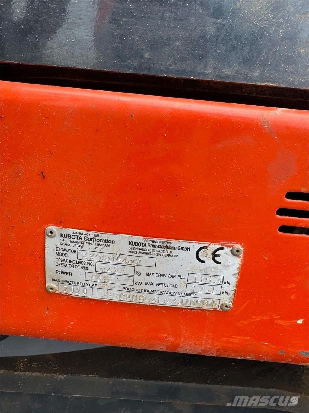 Kubota KX080-4a2 Bandgrävare