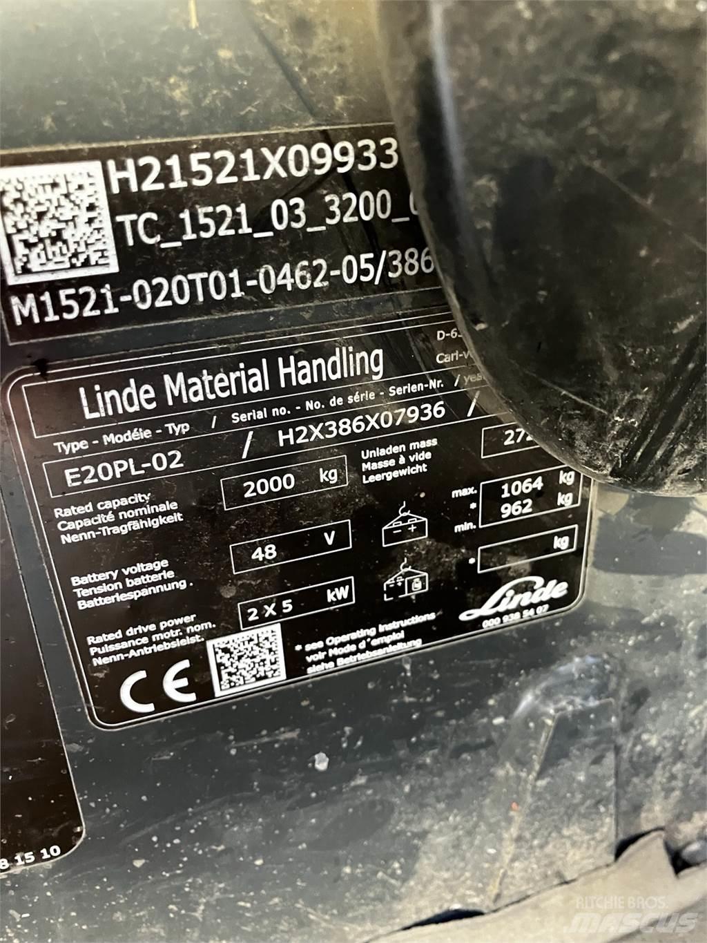 Linde E20PL Elmotviktstruckar