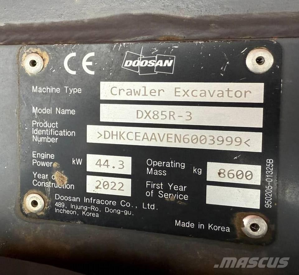 Doosan DX 85 R-3 Midigrävmaskiner 7t - 12t