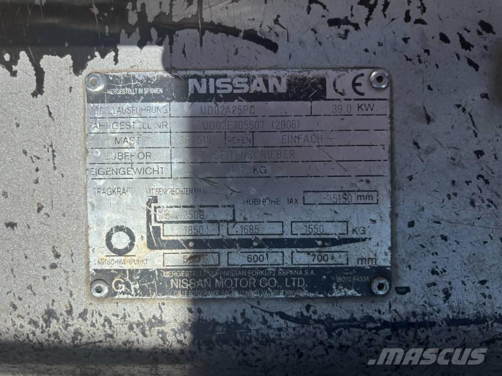 Nissan UD02A25PQ Gasolmotviktstruckar