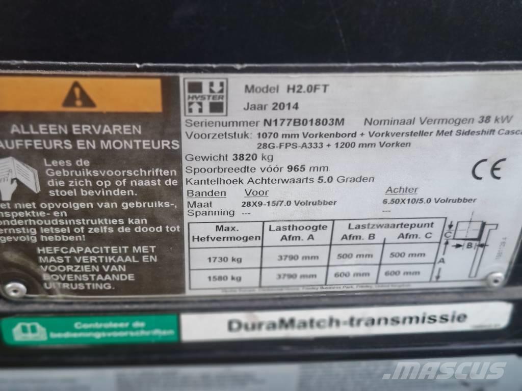 Hyster H 2.0 FT Gasolmotviktstruckar