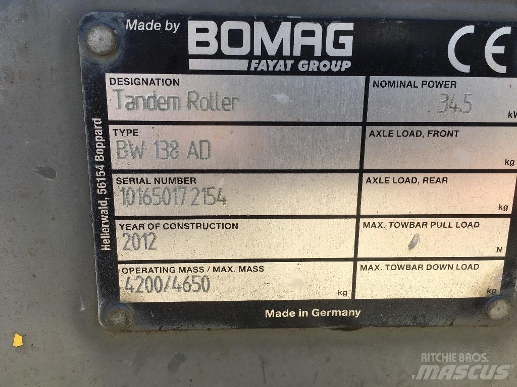 Bomag BW 138 AD Tvåvalsvältar
