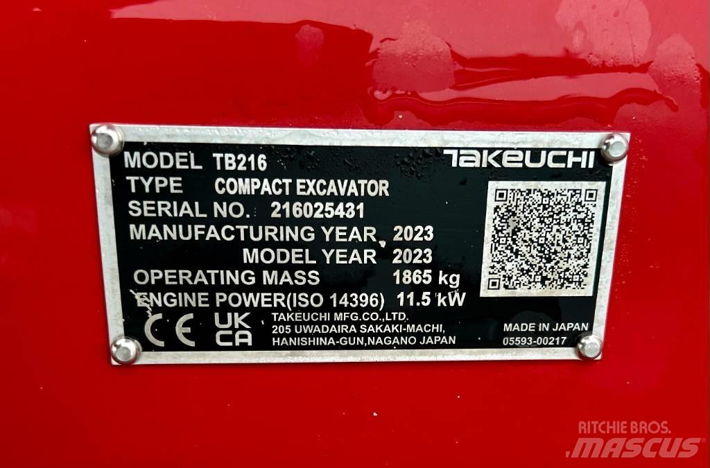 Takeuchi TB 216A V4 Minigrävare < 7t