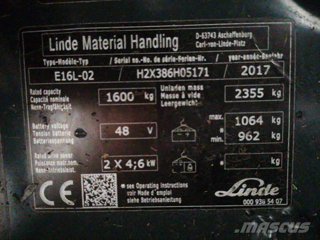 Linde E16L-02 Elmotviktstruckar