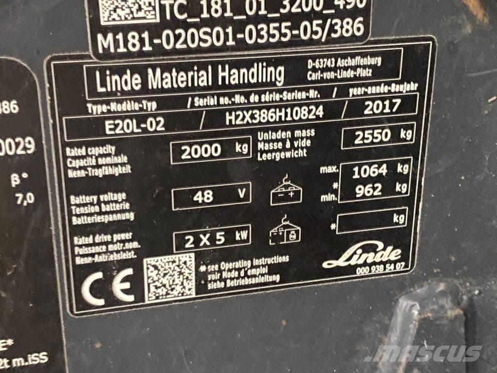 Linde E20L-02 Elmotviktstruckar