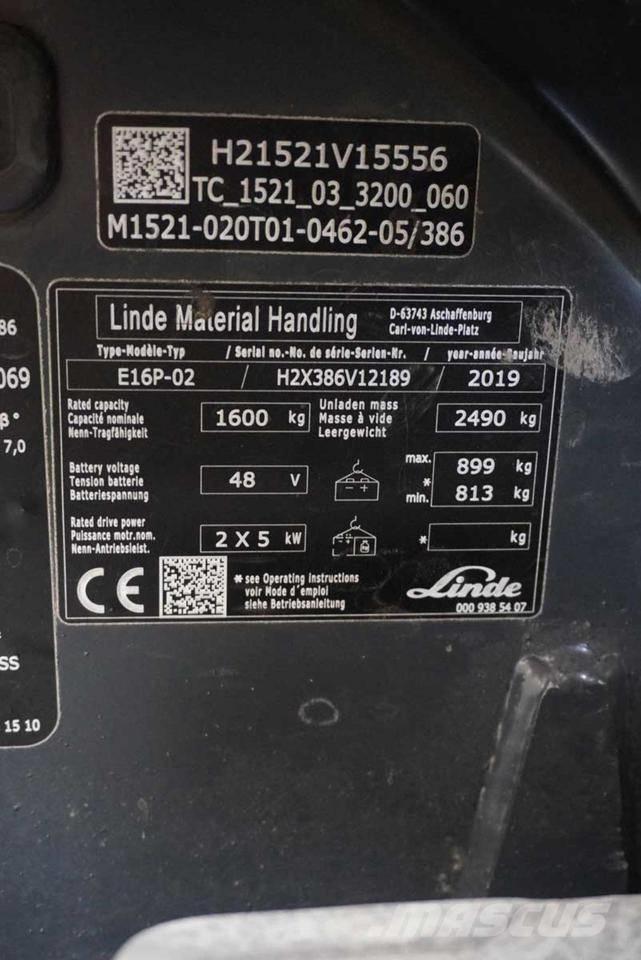 Linde E 16 P Elmotviktstruckar