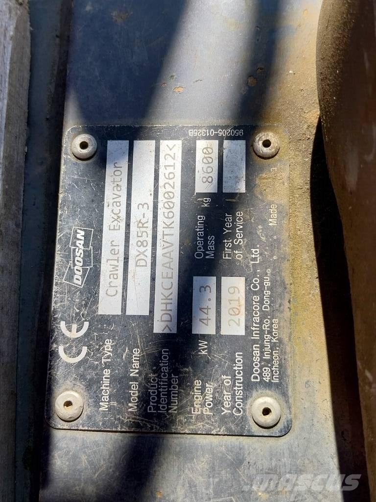 Doosan DX 85 R-3 Midigrävmaskiner 7t - 12t