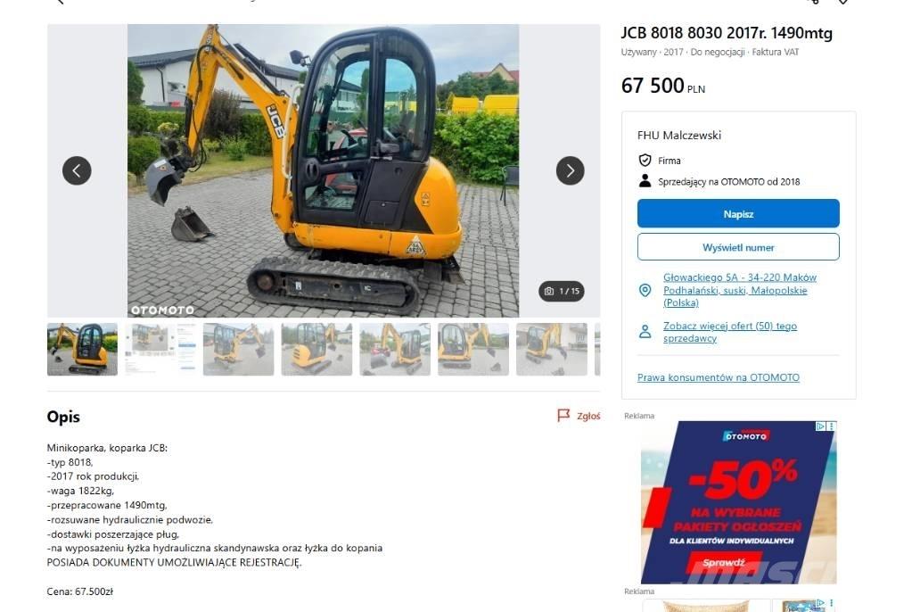 JCB 8030 Minigrävare < 7t