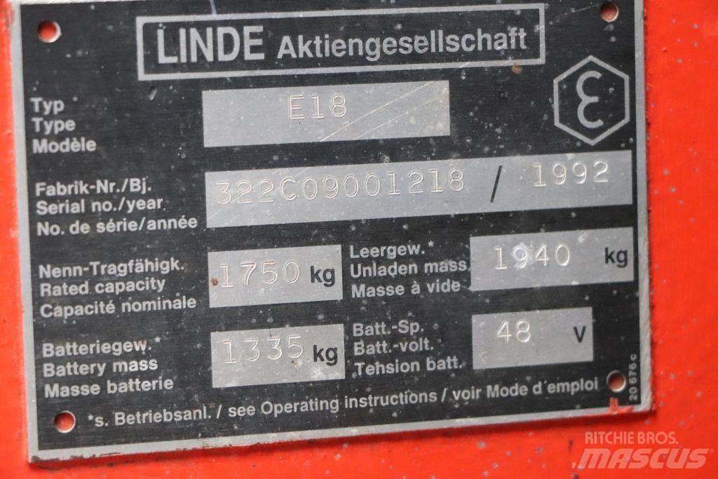 Linde E18 Elmotviktstruckar