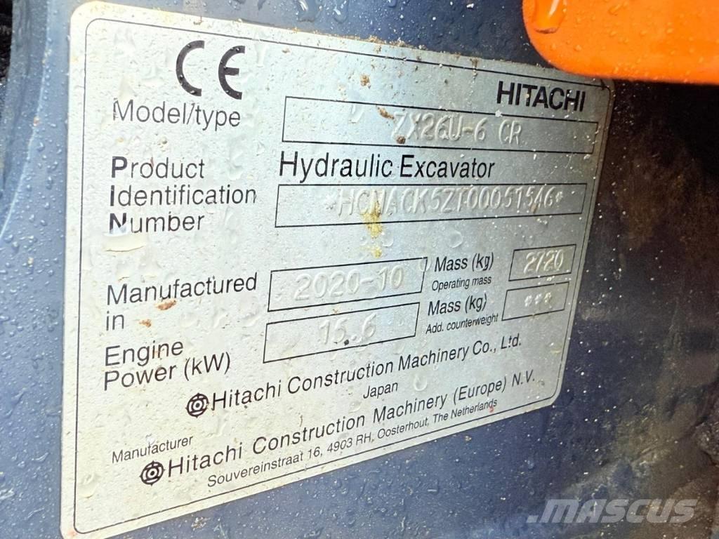 Hitachi ZX 26 U-6 CR Minigrävare < 7t