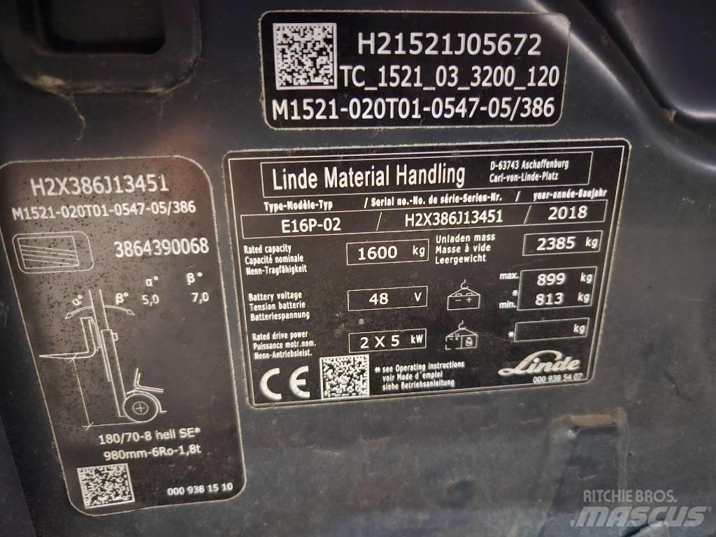 Linde E16P Elmotviktstruckar