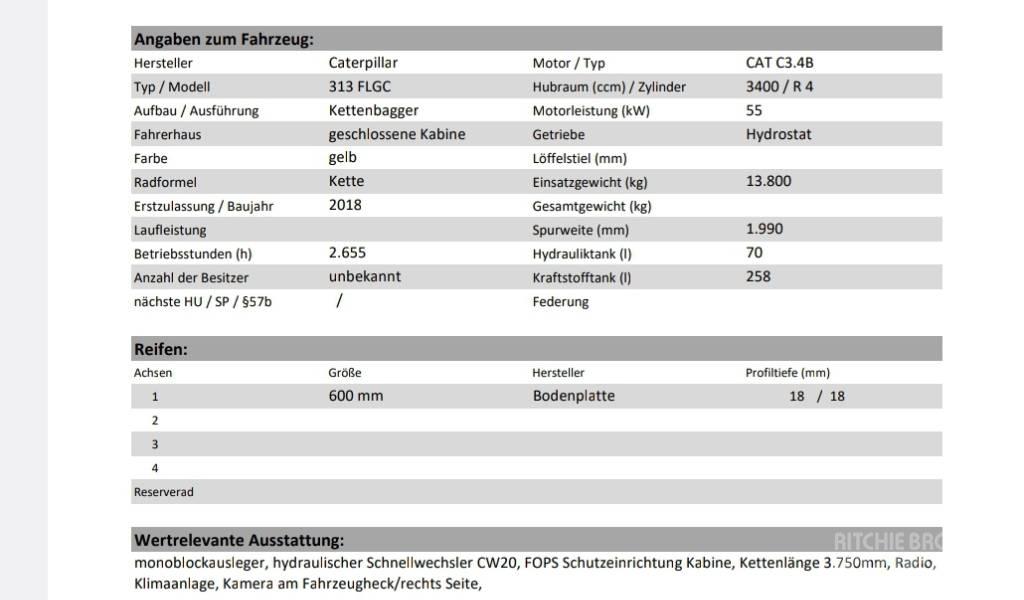 CAT 313 F LGC Bandgrävare