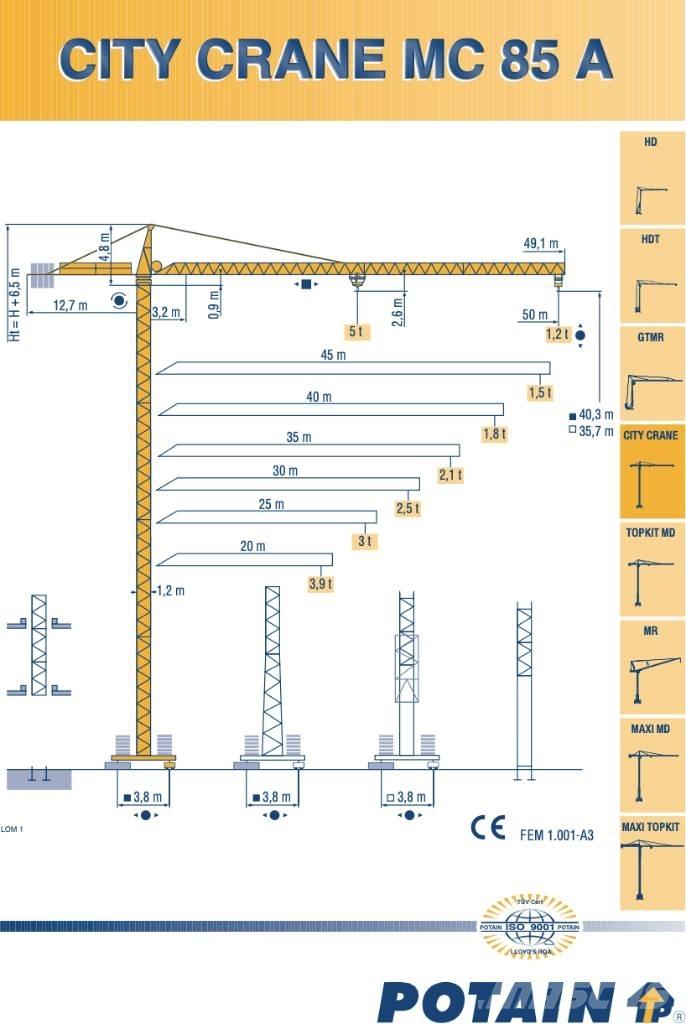 Potain SP85A Byggkranar