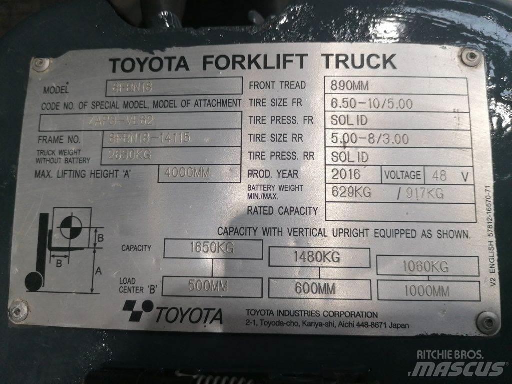 Toyota 8FBN18 Elmotviktstruckar