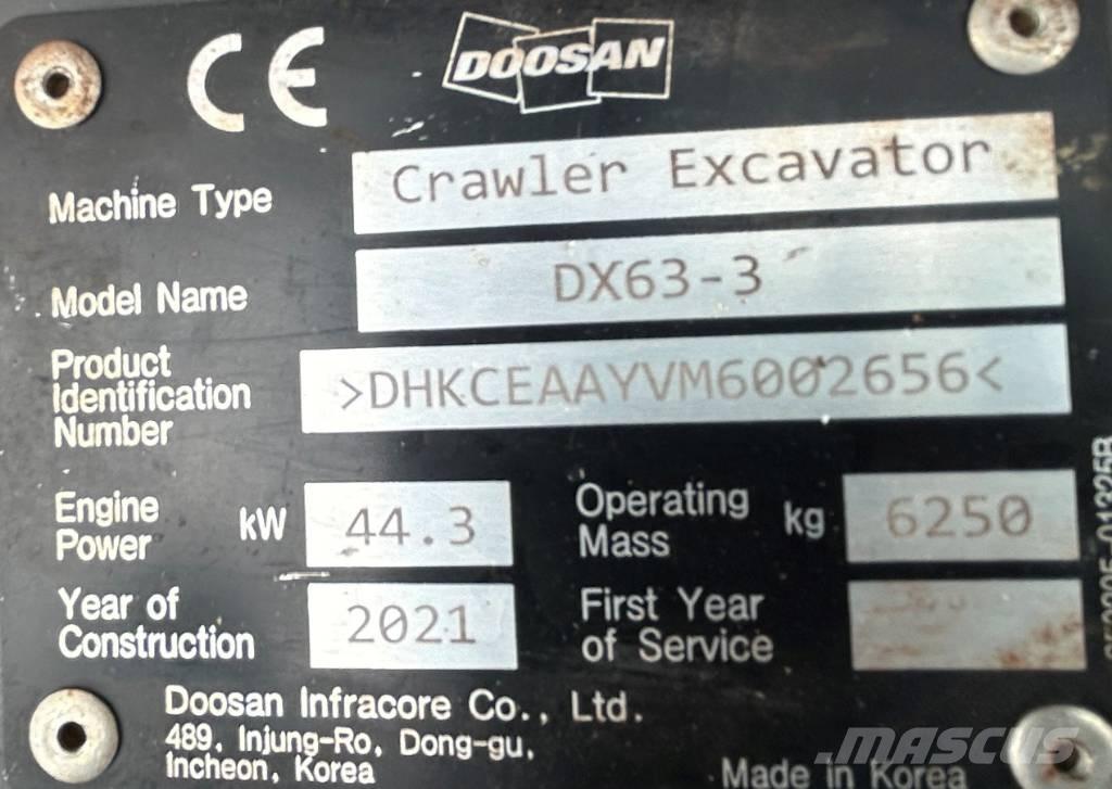 Doosan DX63-3 Bandgrävare