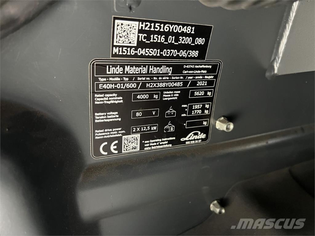 Linde E 40H-01 / 600 Elmotviktstruckar