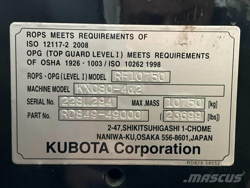 Kubota KX 080-4 A 2 Hytter och interiör