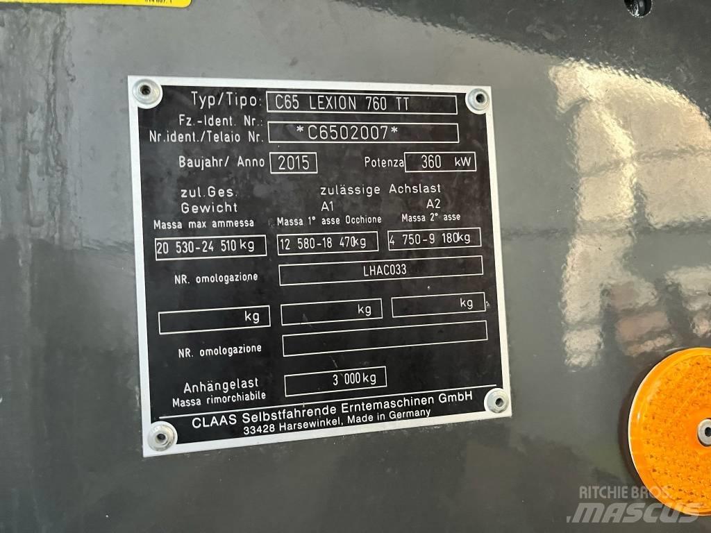 CLAAS Lexion 760 TT Skördetröskor