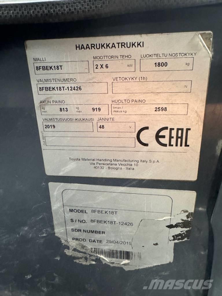 Toyota 8 FBEK 18 T Elmotviktstruckar