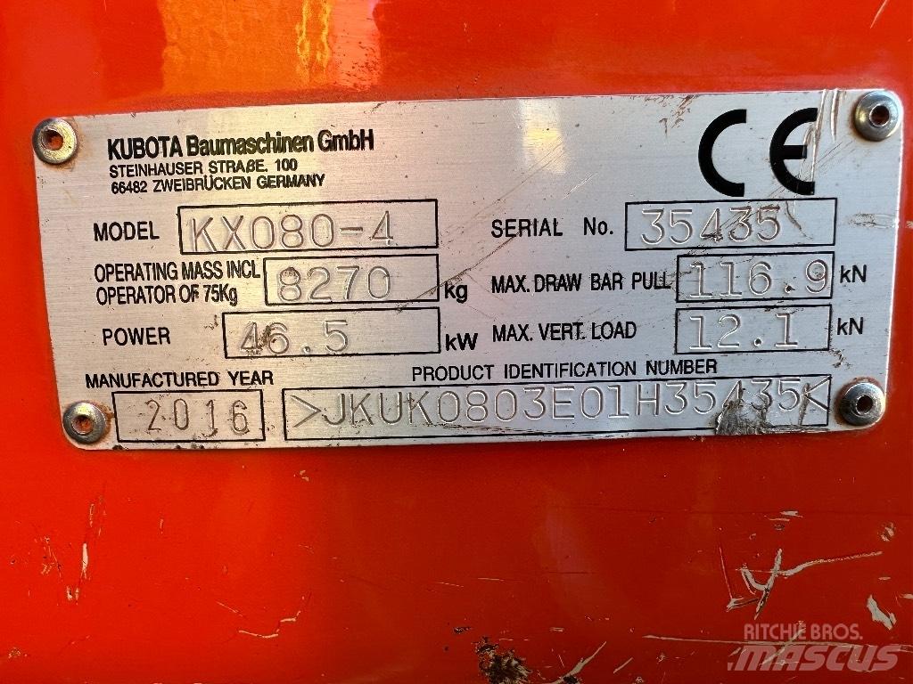 Kubota KX 080-4 Minigrävare < 7t