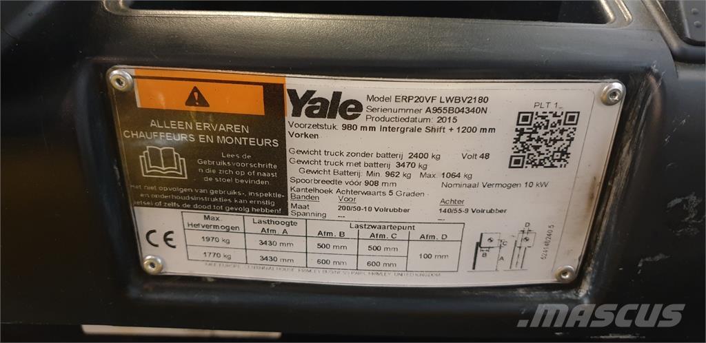 Yale ERP20VF 2014 Elmotviktstruckar