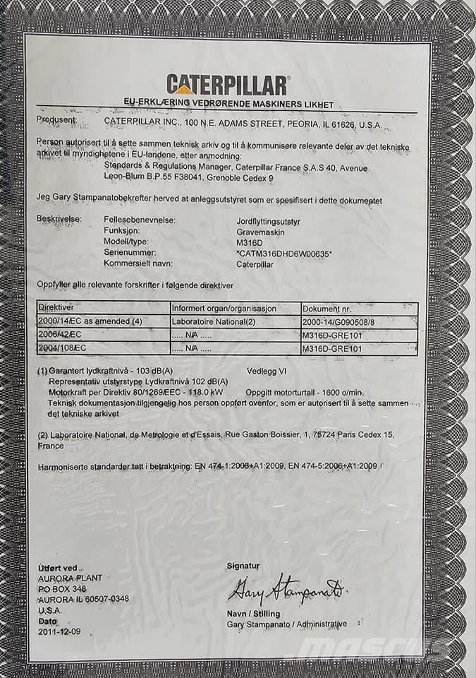 CAT M 316 D Hjulgrävare