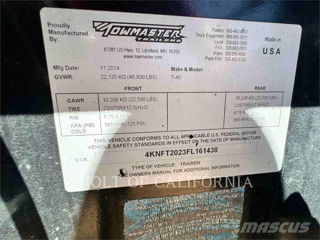 TOWMASTER T-40 Övriga släp