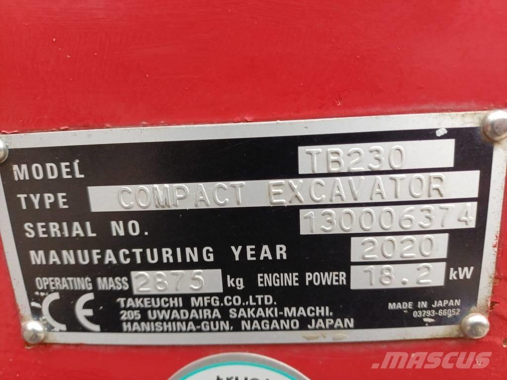 Takeuchi TB 230 Minigrävare < 7t