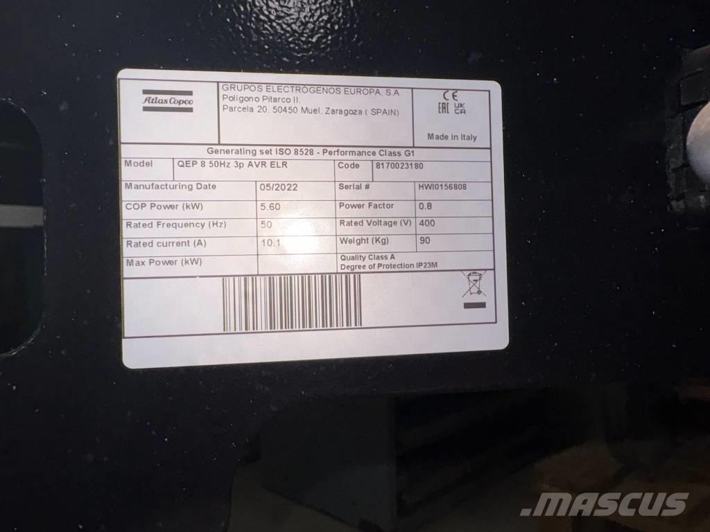 Atlas Copco QEP 8 Bensingeneratorer